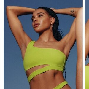 Blush Lime Green One-Shoulder Women's Swim Top